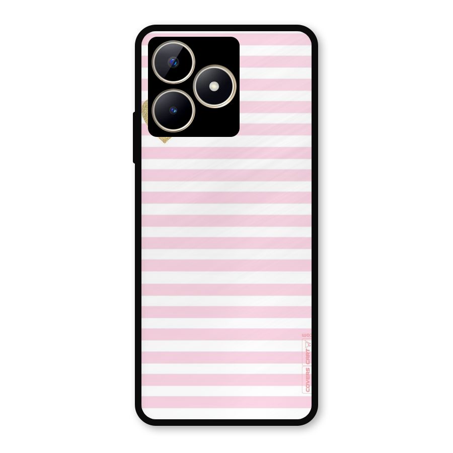 Pink Stripes Metal Back Case for Realme Narzo N53