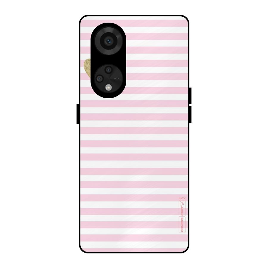 Pink Stripes Metal Back Case for Reno8 T 5G