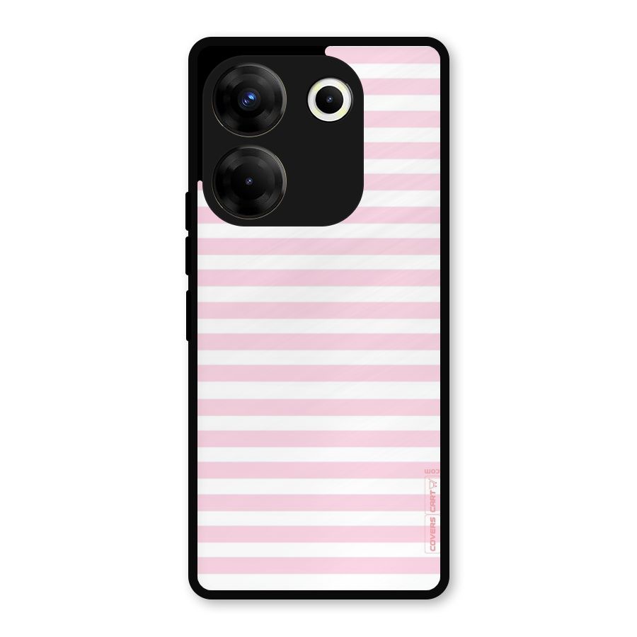 Pink Stripes Metal Back Case for Tecno Camon 20
