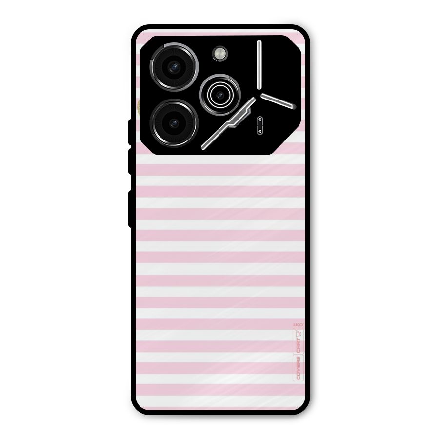 Pink Stripes Metal Back Case for Tecno Pova 6 Pro