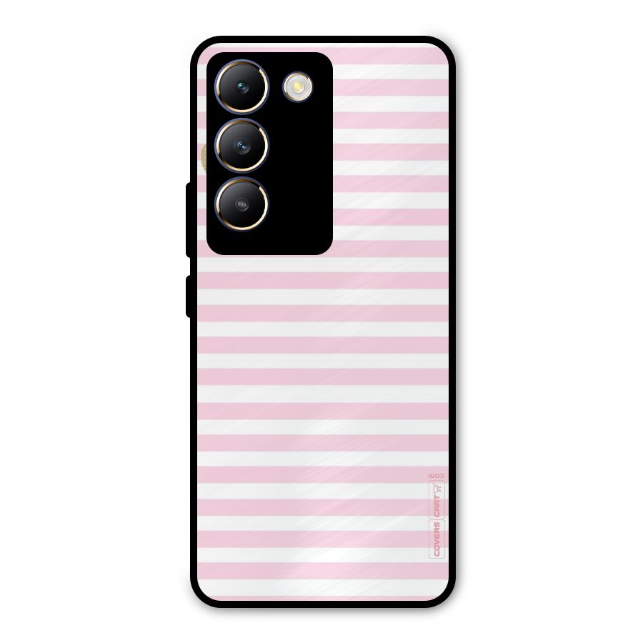 Pink Stripes Metal Back Case for Vivo T3 5G