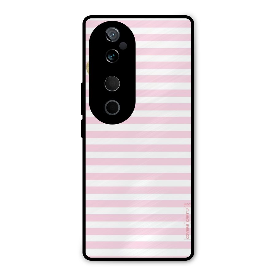 Pink Stripes Metal Back Case for Vivo T3 Ultra