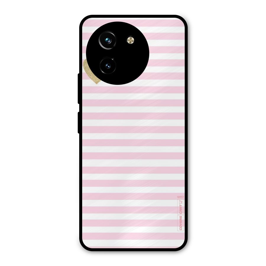 Pink Stripes Metal Back Case for Vivo T3x