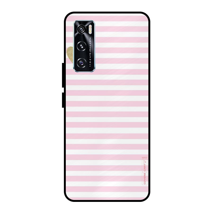 Pink Stripes Metal Back Case for Vivo V20 SE