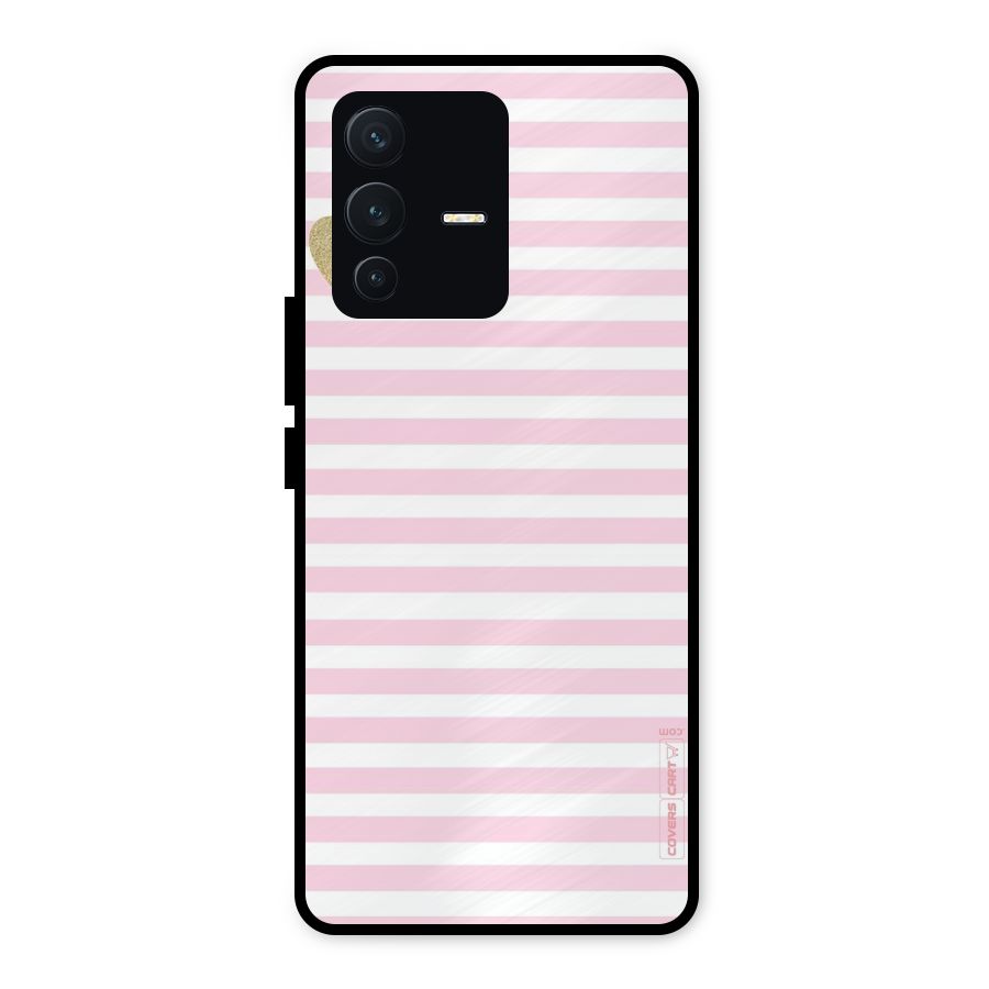 Pink Stripes Metal Back Case for Vivo V23 5G