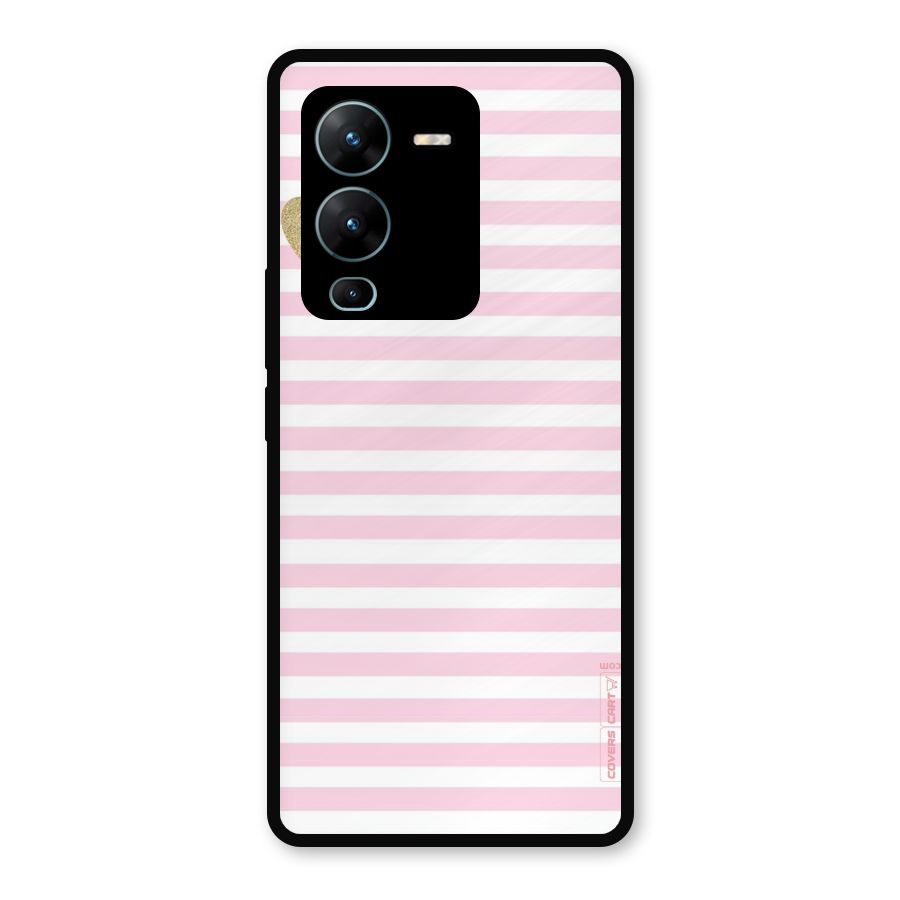 Pink Stripes Metal Back Case for Vivo V25 Pro