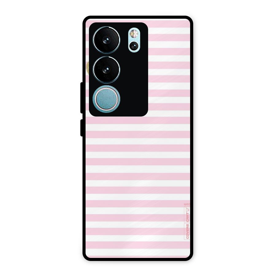 Pink Stripes Metal Back Case for Vivo V29 Pro