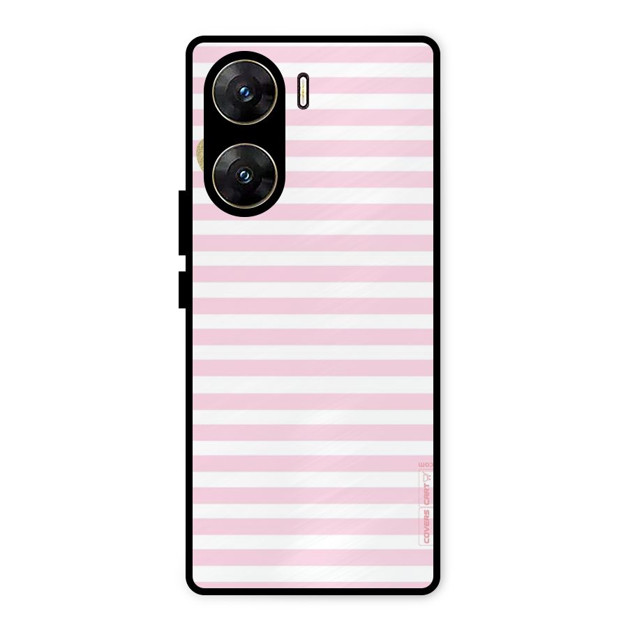 Pink Stripes Metal Back Case for Vivo V29e