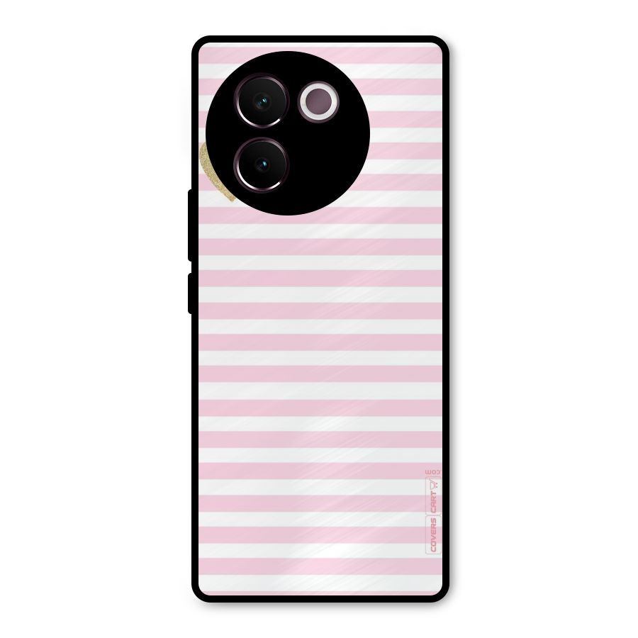 Pink Stripes Metal Back Case for Vivo V30e