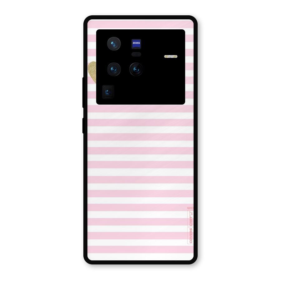 Pink Stripes Metal Back Case for Vivo X80 Pro