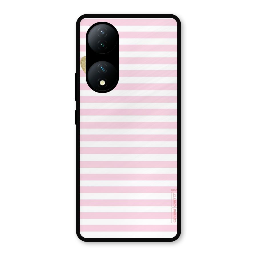 Pink Stripes Metal Back Case for Vivo Y100a
