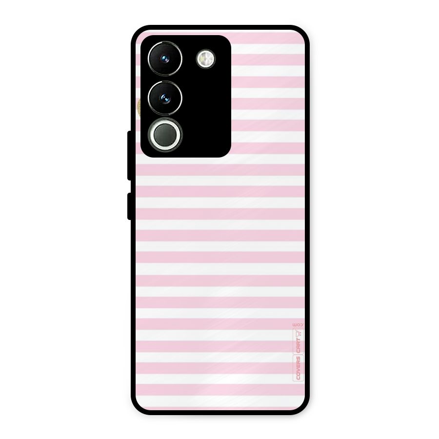 Pink Stripes Metal Back Case for Vivo Y200