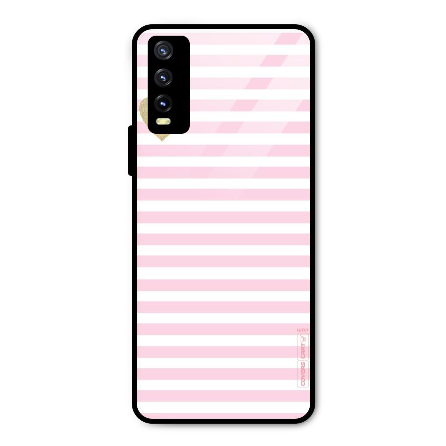 Pink Stripes Metal Back Case for Vivo Y20t