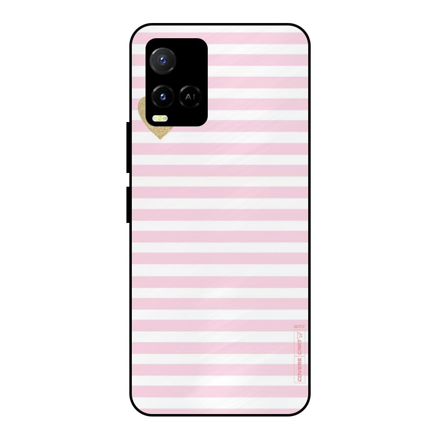 Pink Stripes Metal Back Case for Vivo Y21