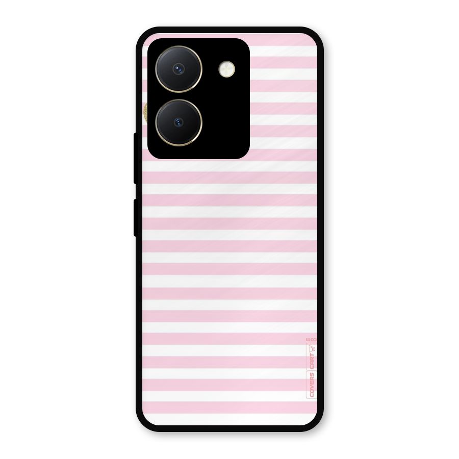 Pink Stripes Metal Back Case for Vivo Y36