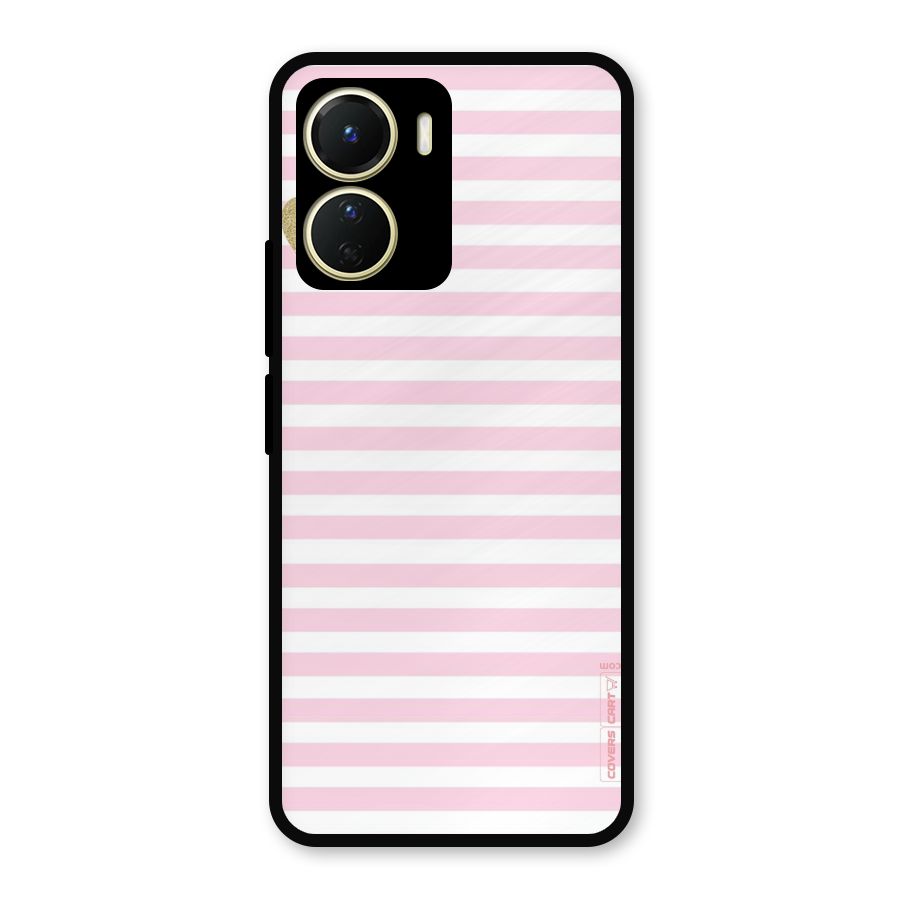 Pink Stripes Metal Back Case for Vivo Y56