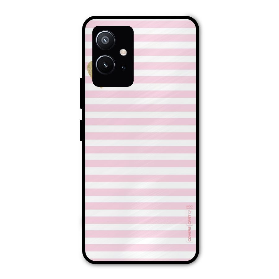 Pink Stripes Metal Back Case for Vivo Y75 5G