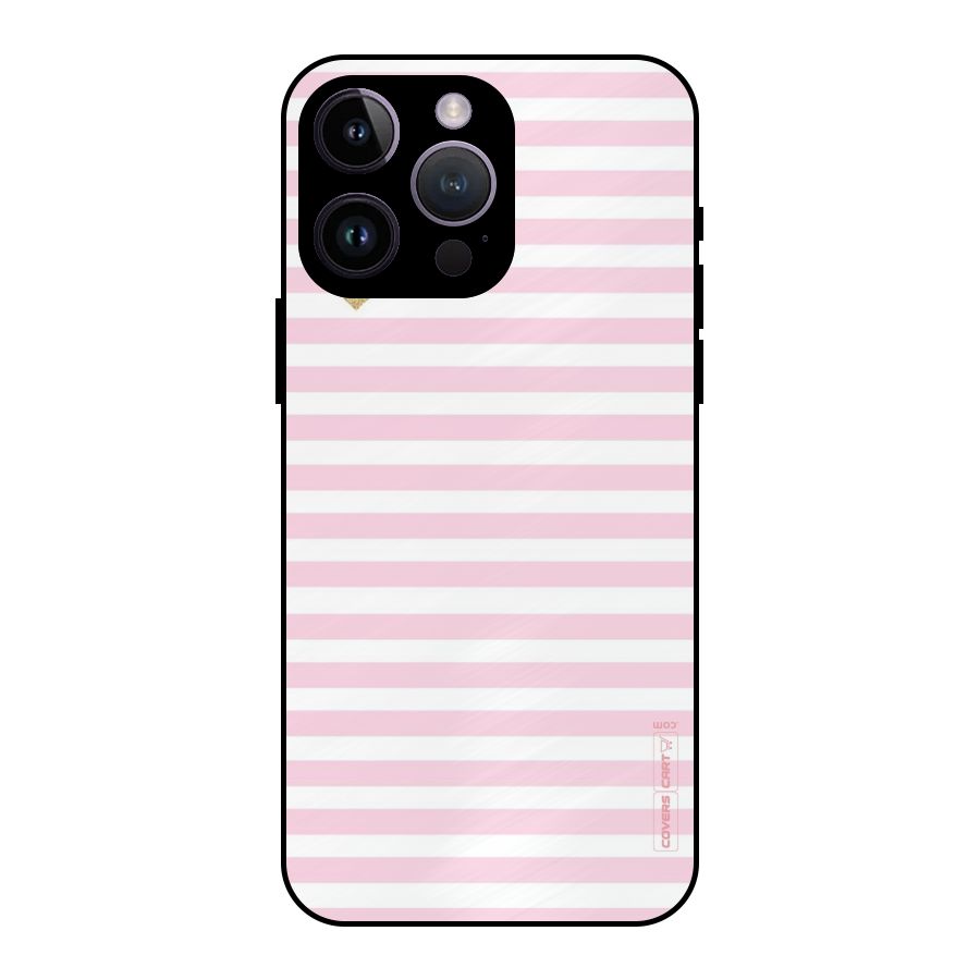 Pink Stripes Metal Back Case for iPhone 14 Pro Max