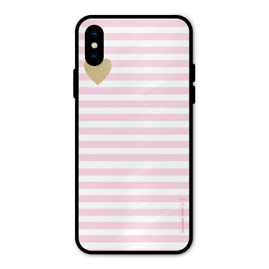 Pink Stripes Metal Back Case for iPhone XS