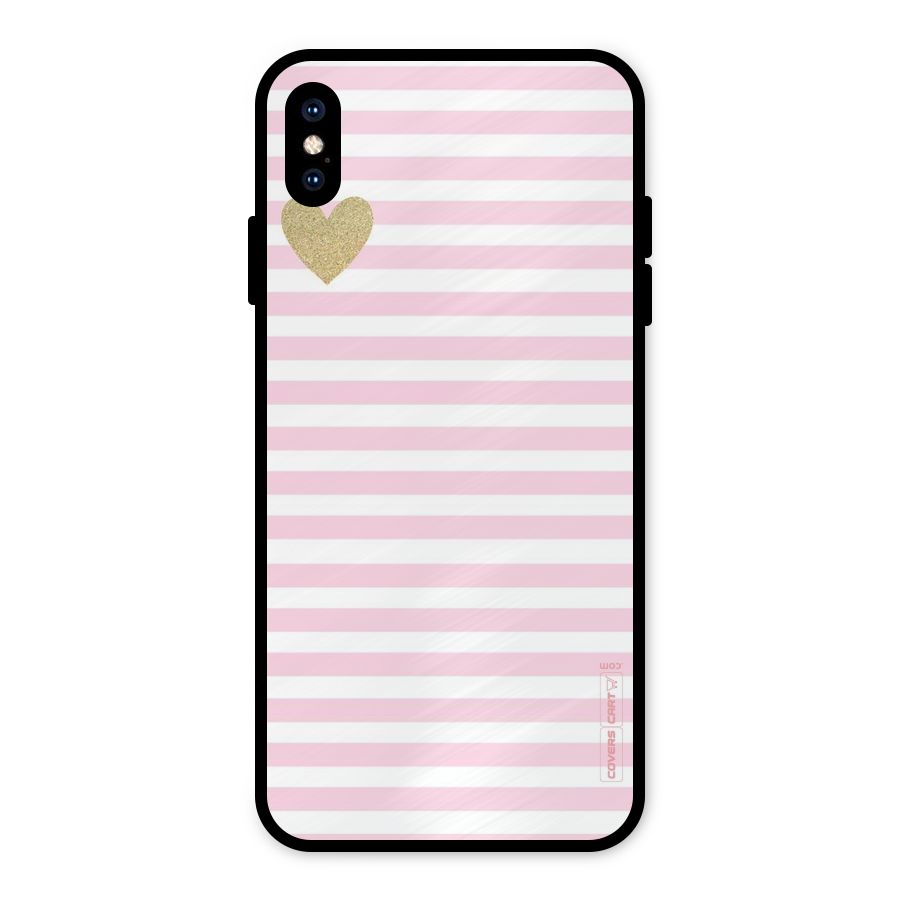 Pink Stripes Metal Back Case for iPhone XS Max