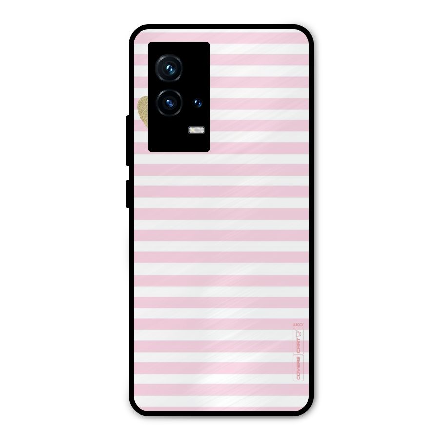Pink Stripes Metal Back Case for iQOO 9 5G