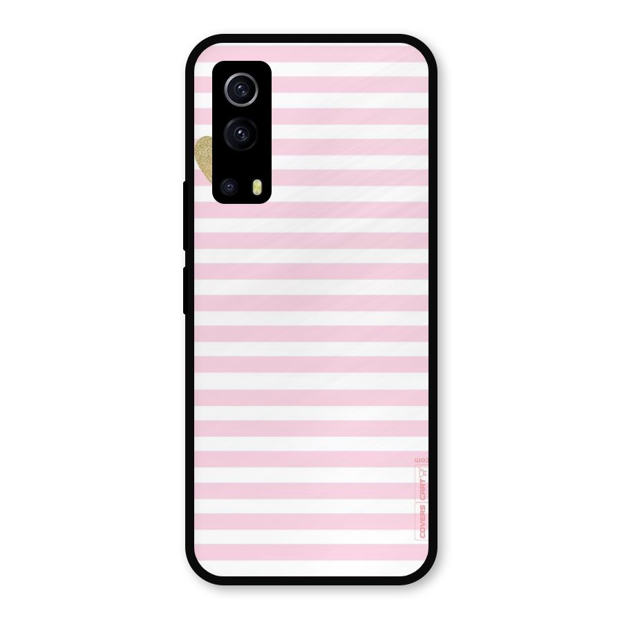 Pink Stripes Metal Back Case for iQOO Z3