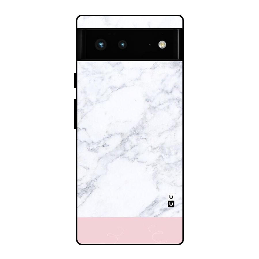 Pink White Merge Marble Glass Back Case for Google Pixel 6