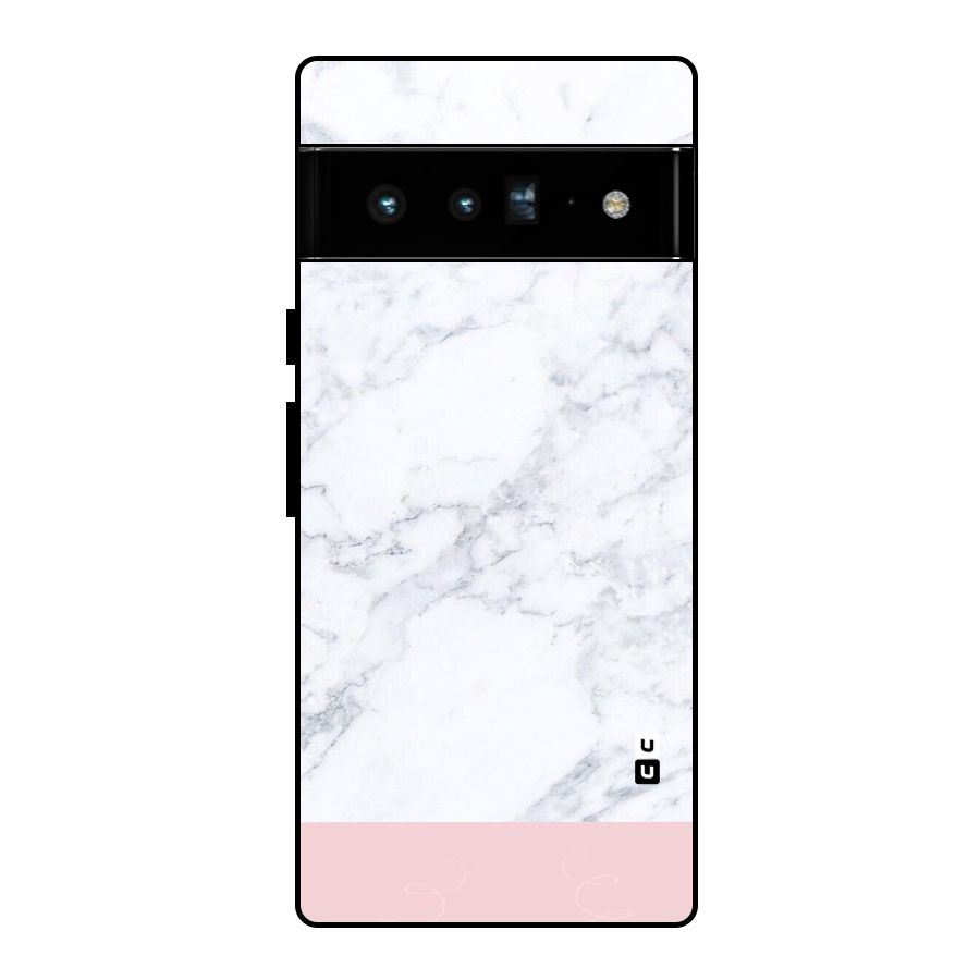 Pink White Merge Marble Glass Back Case for Google Pixel 6 Pro