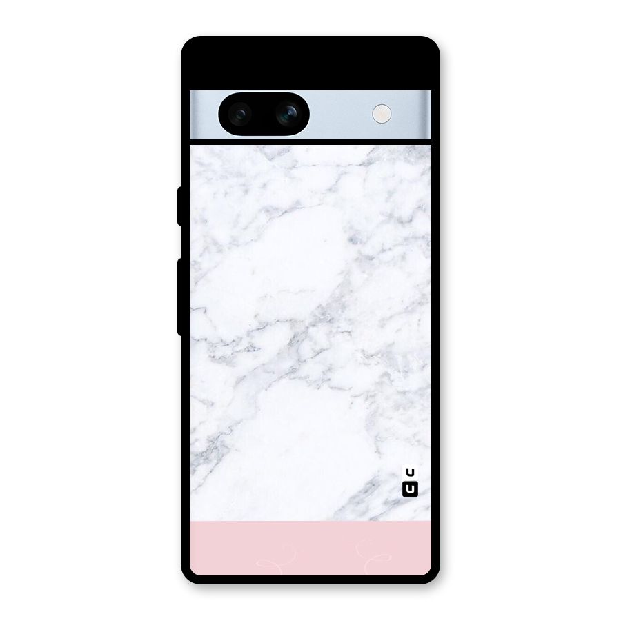 Pink White Merge Marble Glass Back Case for Google Pixel 7a