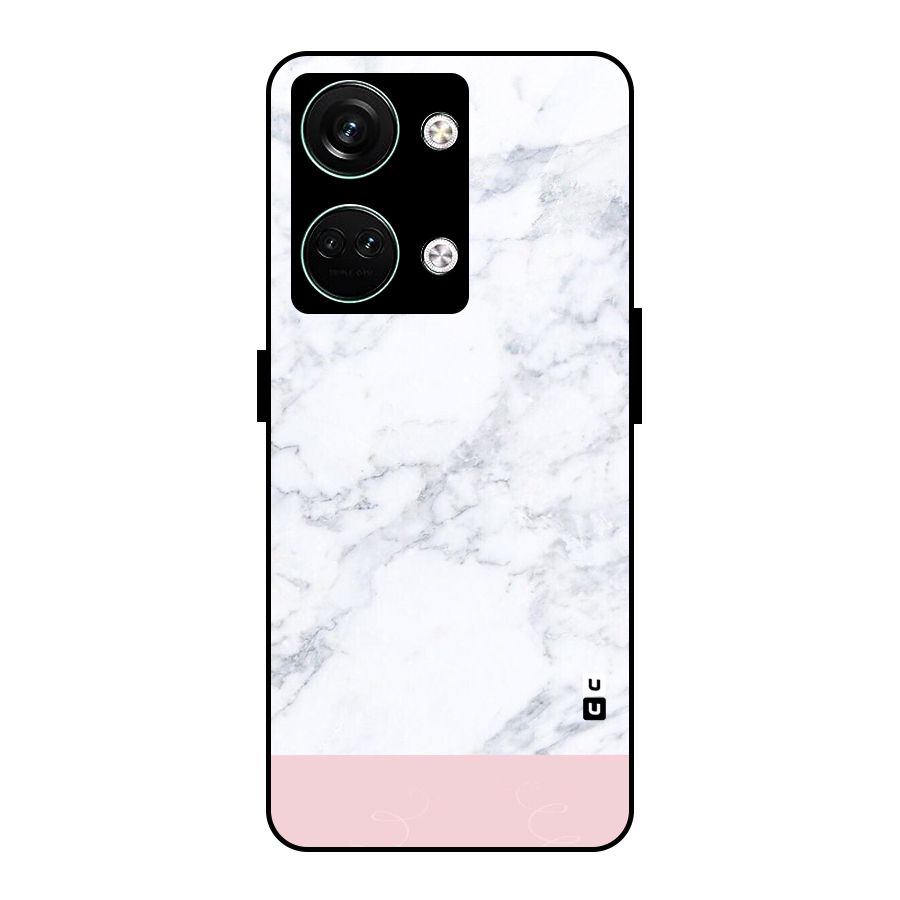Pink White Merge Marble Glass Back Case for Oneplus Nord 3
