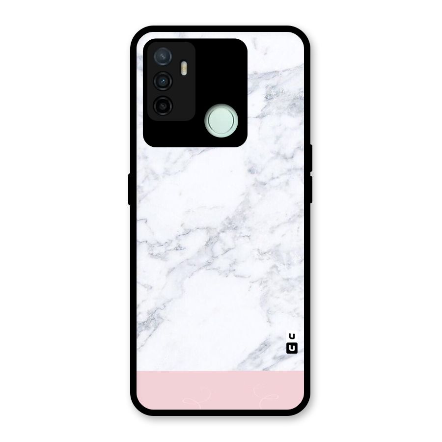 Pink White Merge Marble Glass Back Case for Oppo A53