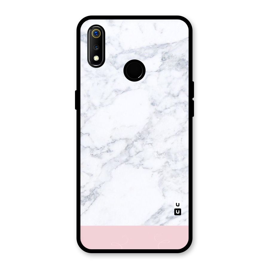 Pink White Merge Marble Glass Back Case for Realme 3i