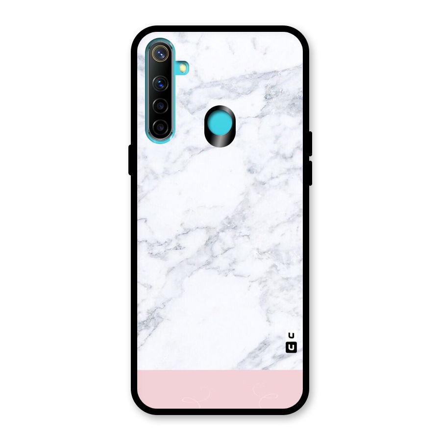 Pink White Merge Marble Glass Back Case for Realme 5