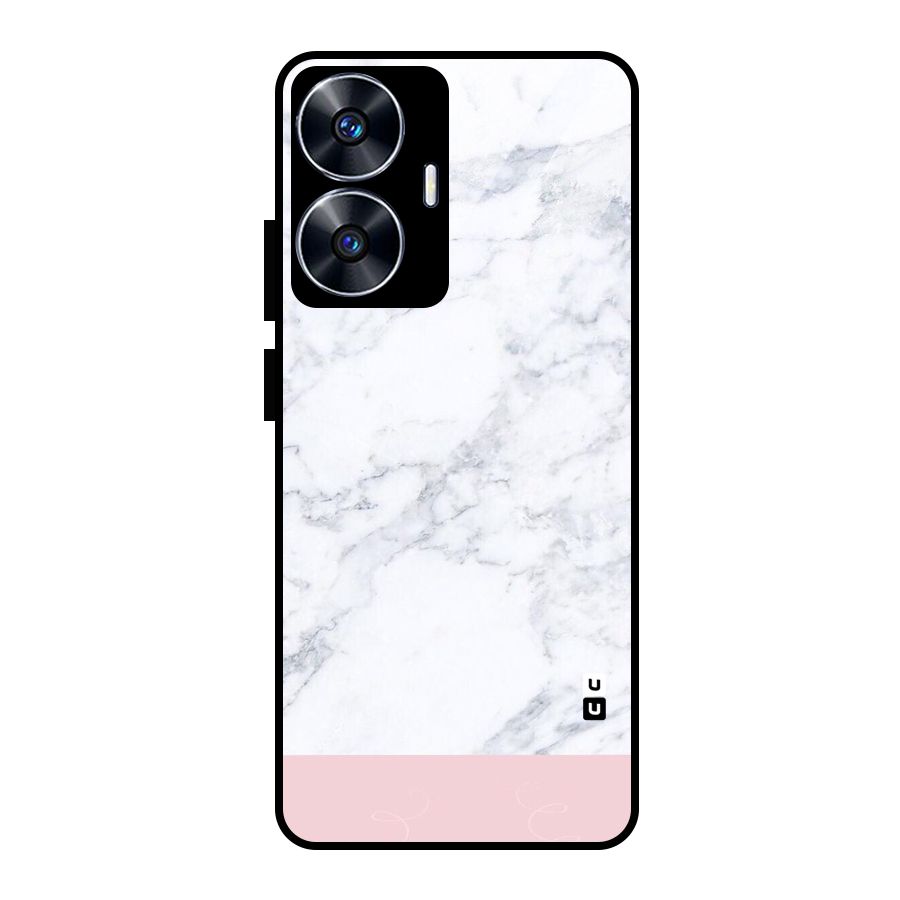 Pink White Merge Marble Glass Back Case for Realme Narzo N55