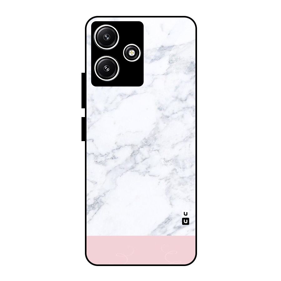 Pink White Merge Marble Glass Back Case for Redmi 12 5G
