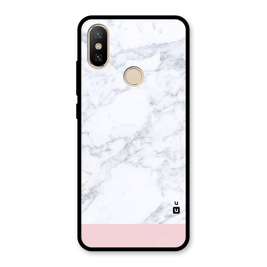 Pink White Merge Marble Glass Back Case for Redmi A2