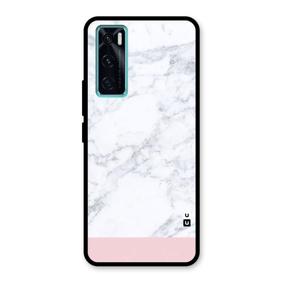 Pink White Merge Marble Glass Back Case for Vivo V20 SE