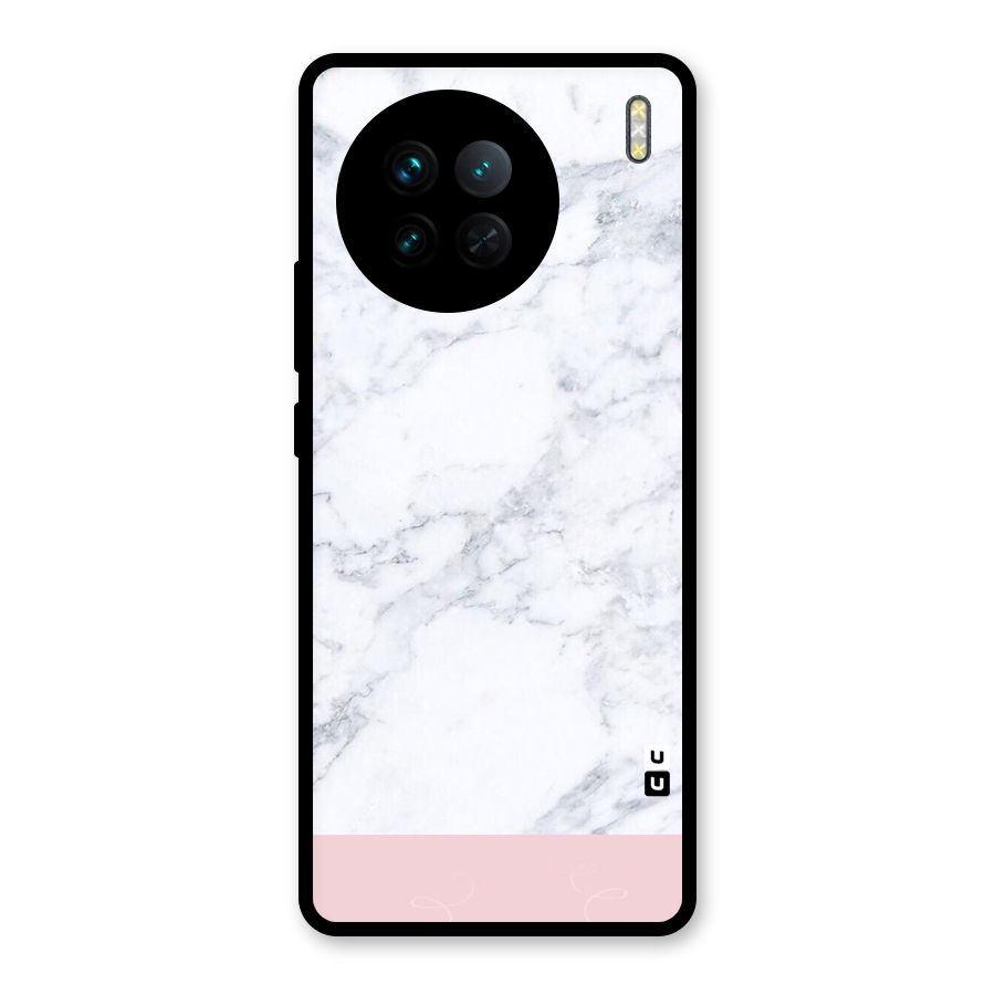 Pink White Merge Marble Glass Back Case for Vivo X90