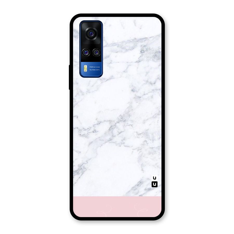 Pink White Merge Marble Glass Back Case for Vivo Y31