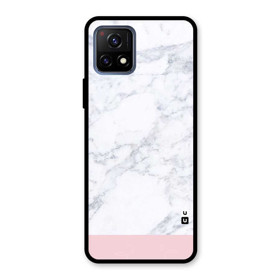 Pink White Merge Marble Glass Back Case for Vivo Y72 5G