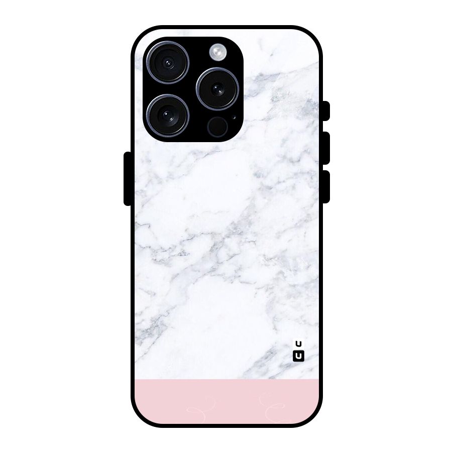 Pink White Merge Marble Glass Back Case for iPhone 15 Pro