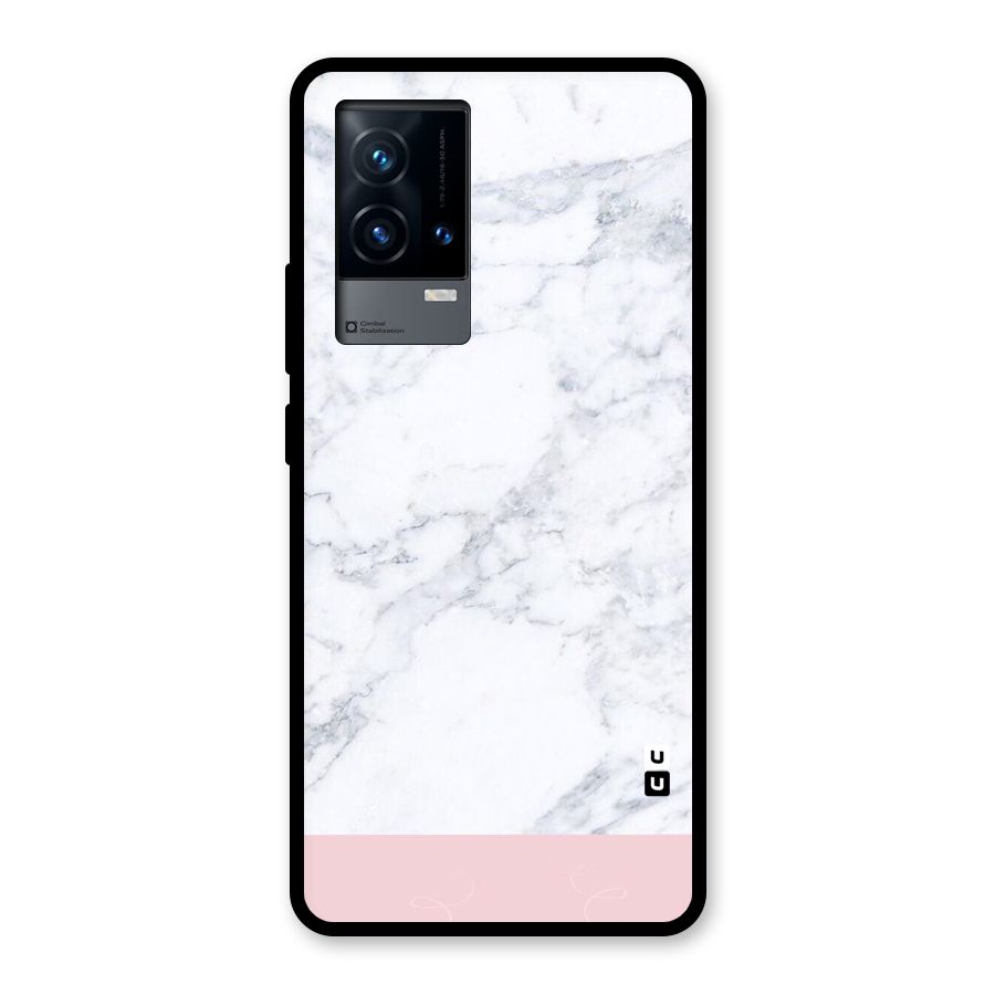 Pink White Merge Marble Glass Back Case for iQOO 9 5G
