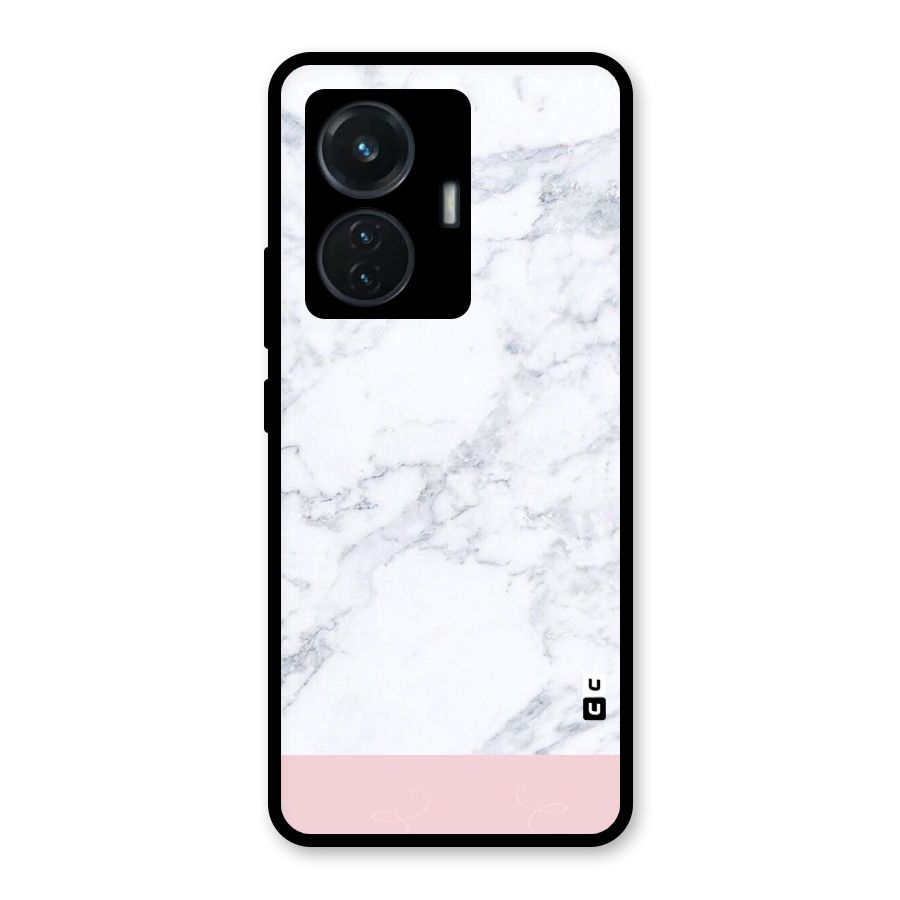 Pink White Merge Marble Glass Back Case for iQOO Z6 44W