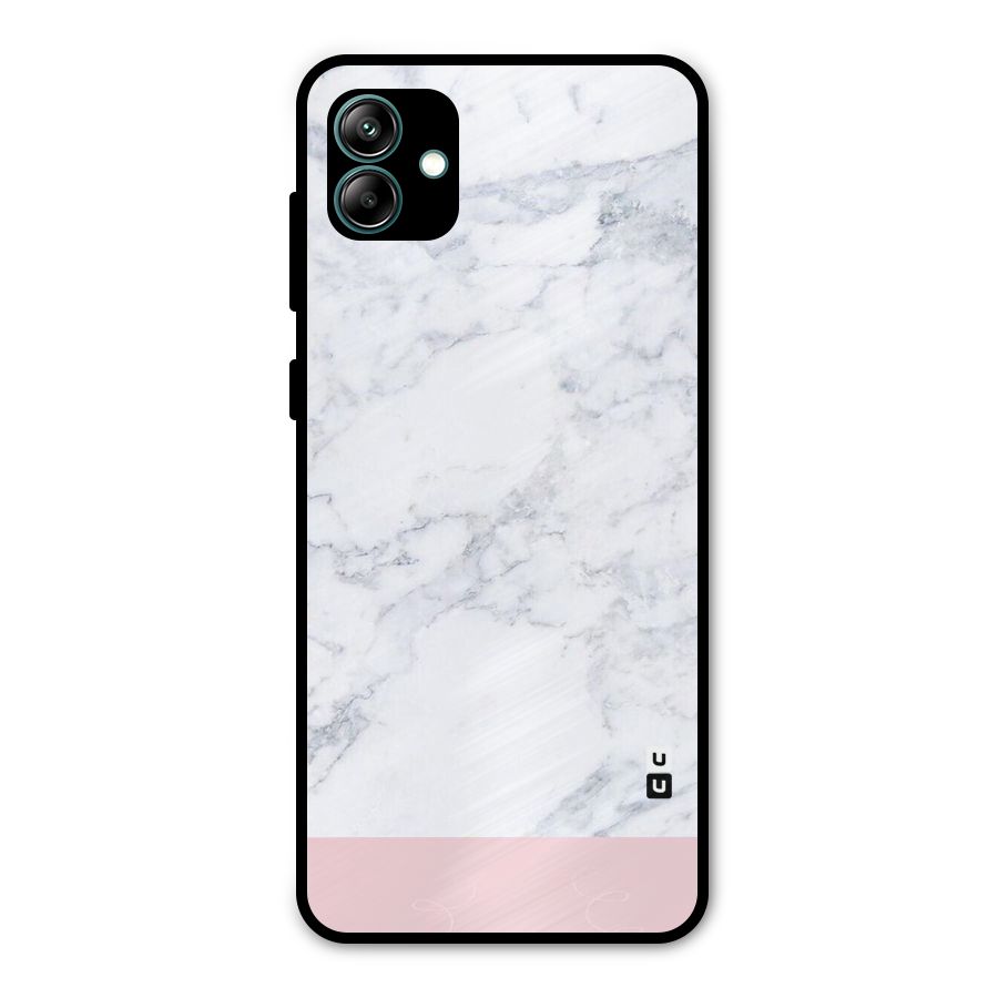 Pink White Merge Marble Metal Back Case for Galaxy A04