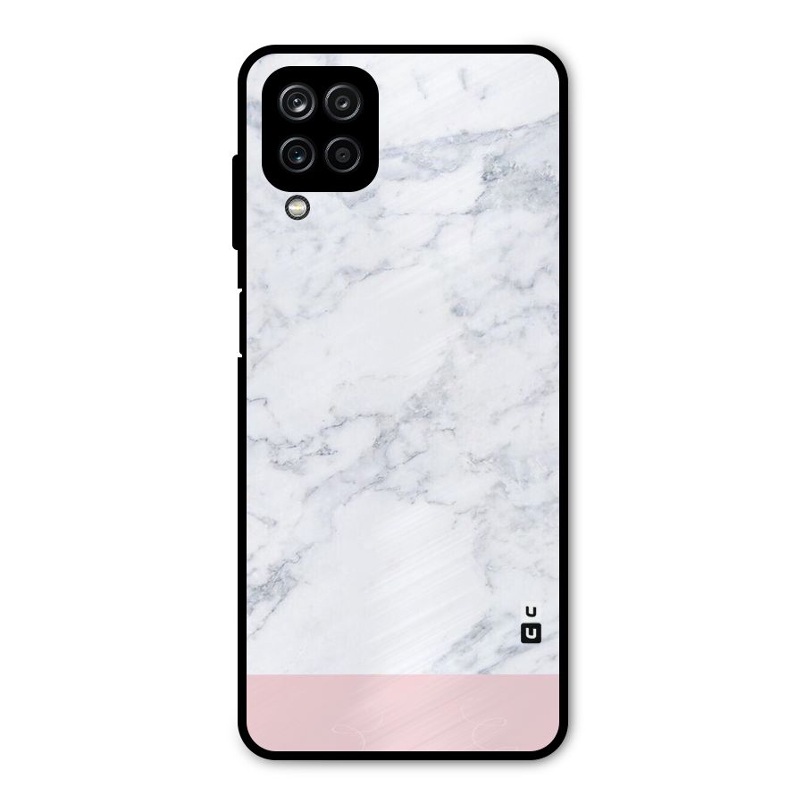 Pink White Merge Marble Metal Back Case for Galaxy A12