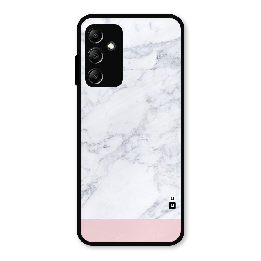 Pink White Merge Marble Metal Back Case for Galaxy A14 5G