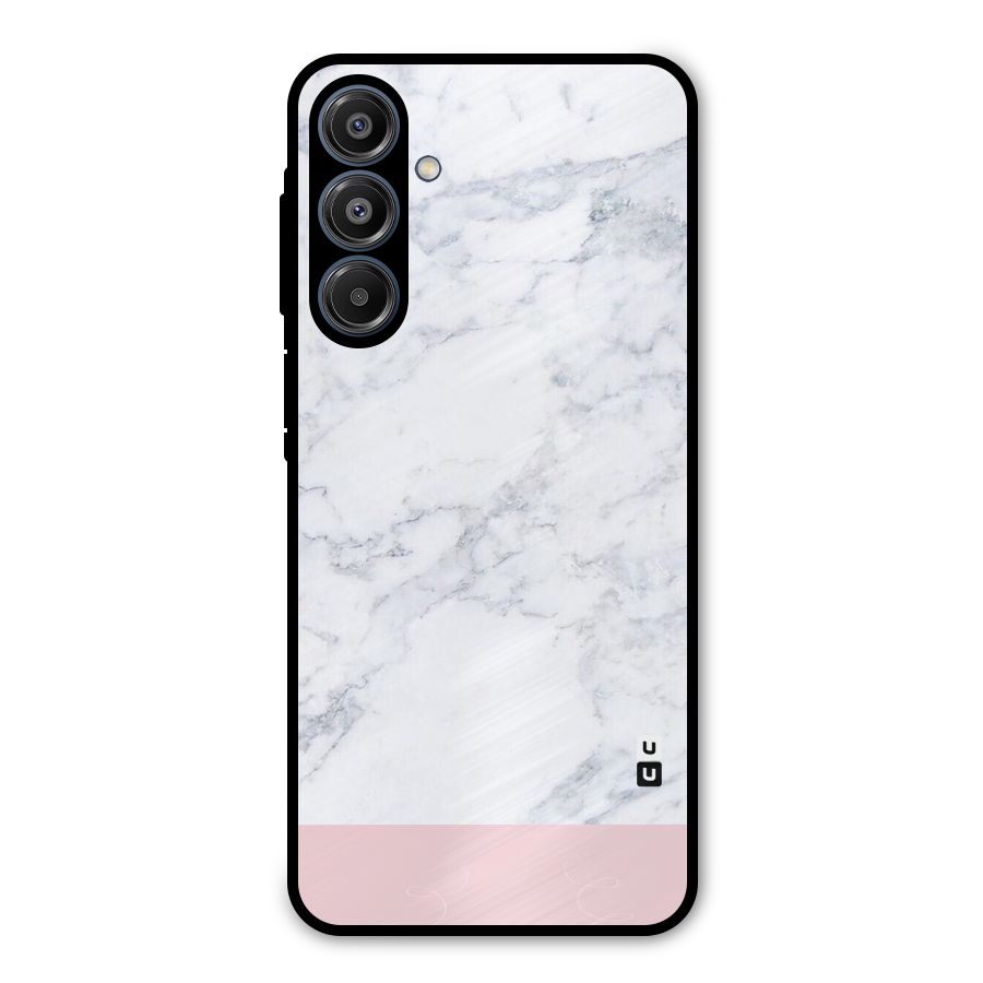 Pink White Merge Marble Metal Back Case for Galaxy A16 5G
