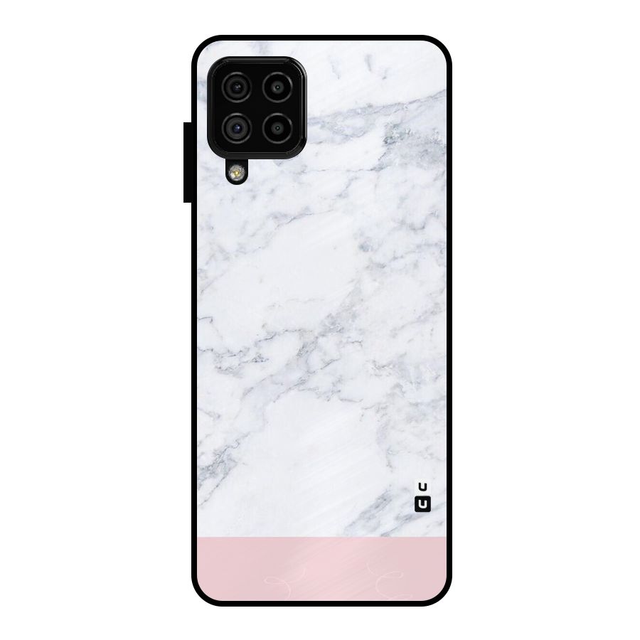 Pink White Merge Marble Metal Back Case for Galaxy A22 4G