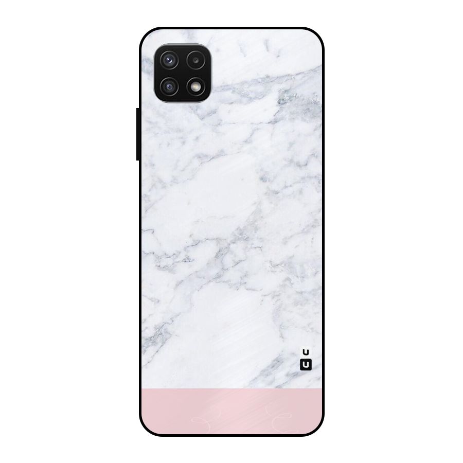 Pink White Merge Marble Metal Back Case for Galaxy A22 5G
