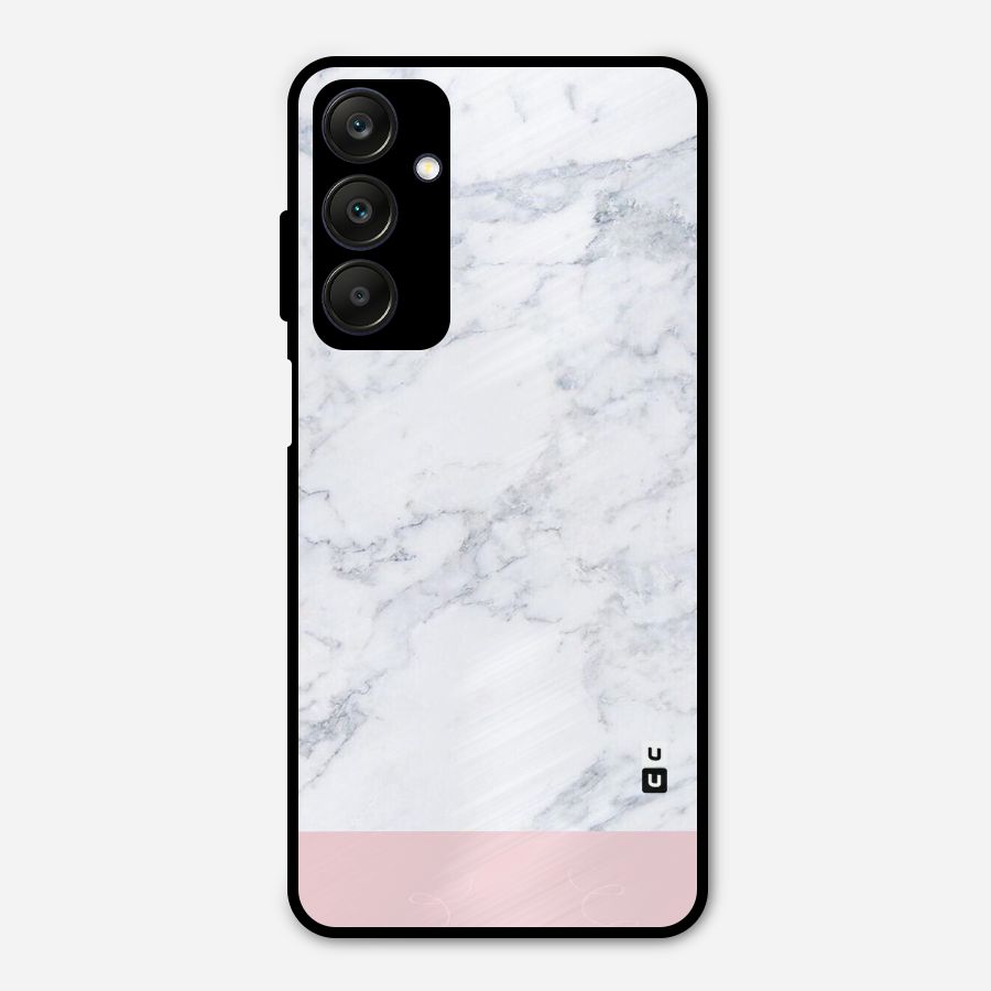 Pink White Merge Marble Metal Back Case for Galaxy A25 5G